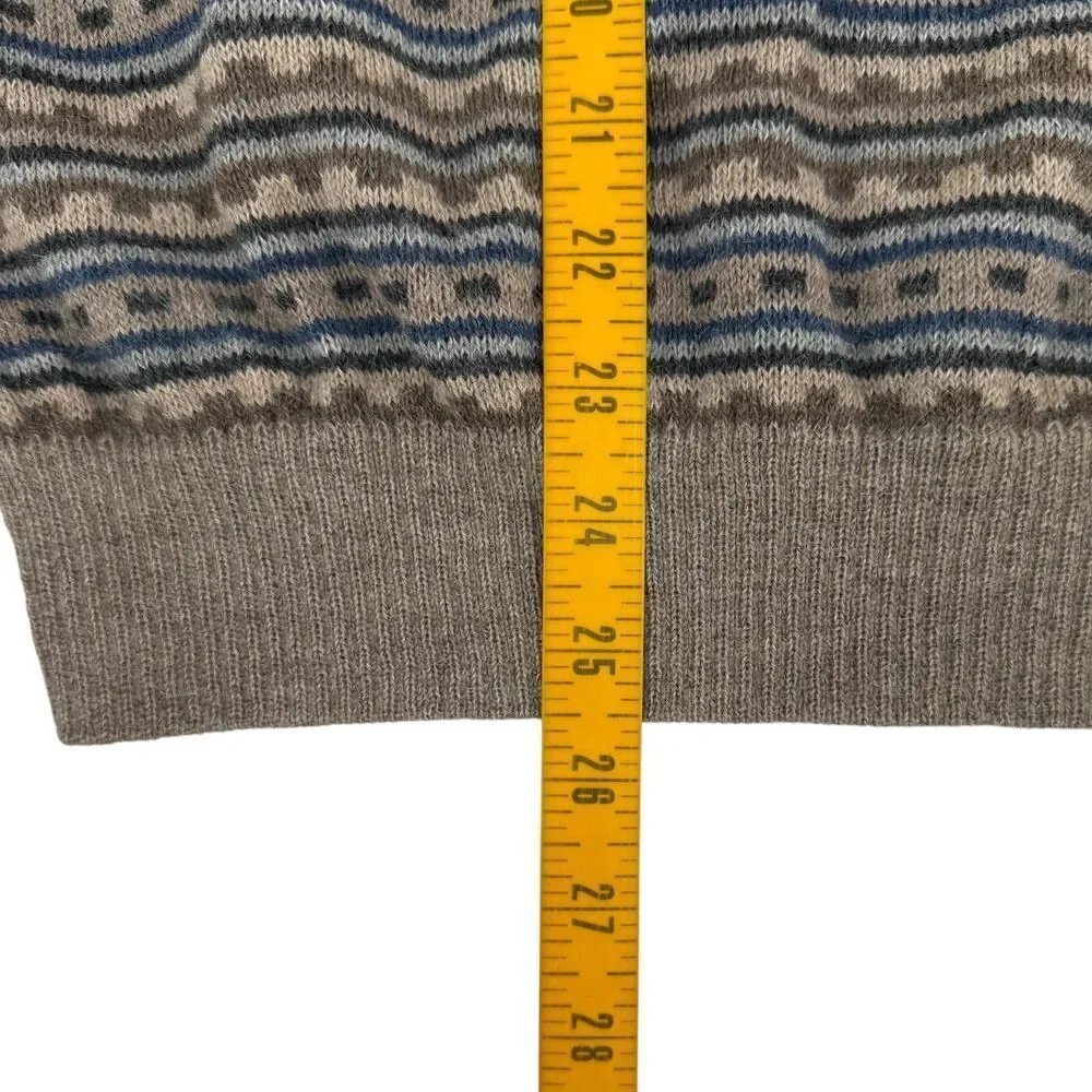 Pure Alpaca Augusto Baby Alpaca Peruvian Geometric Quarter Zip Sweater Beige SM